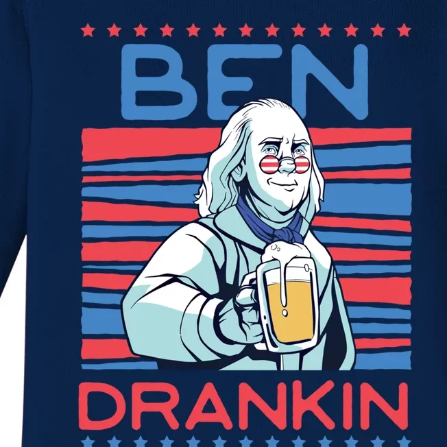 Ben Drankin Us Beer President Benjamin Franklin Cool Gift Baby Long Sleeve Bodysuit