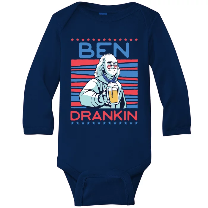 Ben Drankin Us Beer President Benjamin Franklin Cool Gift Baby Long Sleeve Bodysuit