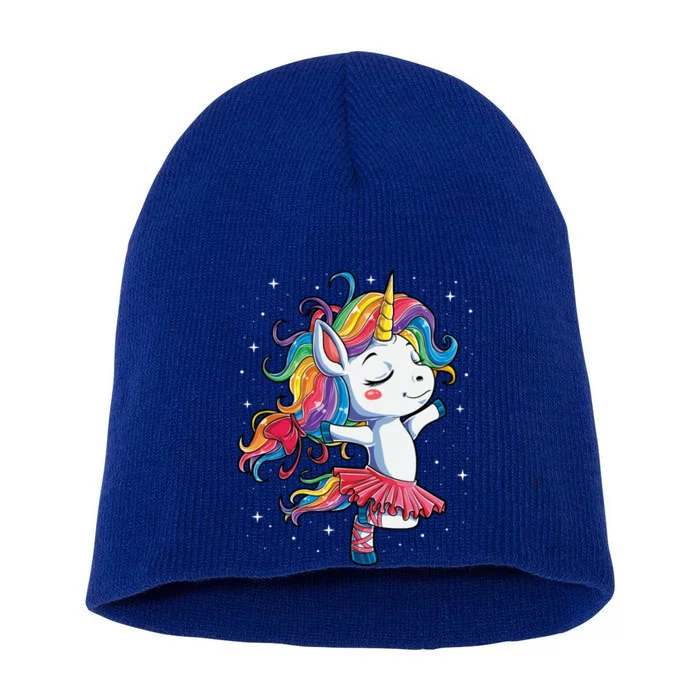 Ballet Dancer Unicorn Gift Rainbow Ballerina Tee Short Acrylic Beanie