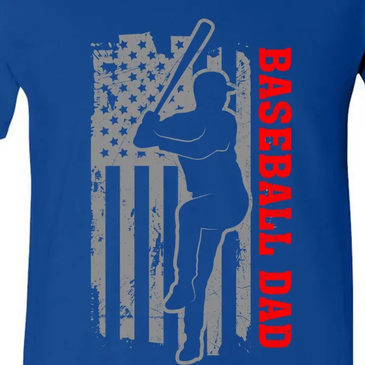 Baseball Dad Usa America Baseball Dad 'S Baseball Cool Gift V-Neck T-Shirt