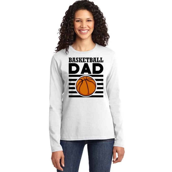 Basketball Dad Vintage Retro Line Ladies Long Sleeve Shirt