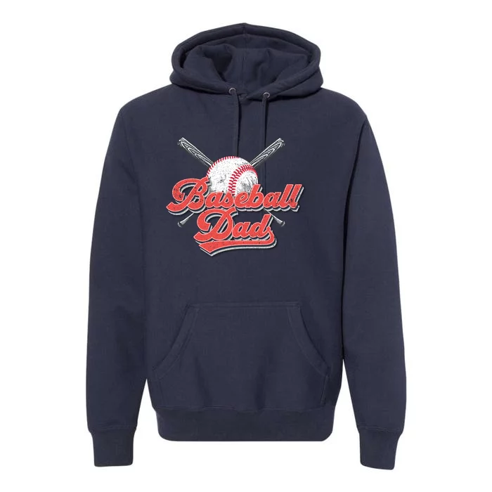 Baseball Dad Vintage Baseball For Dad Premium Hoodie