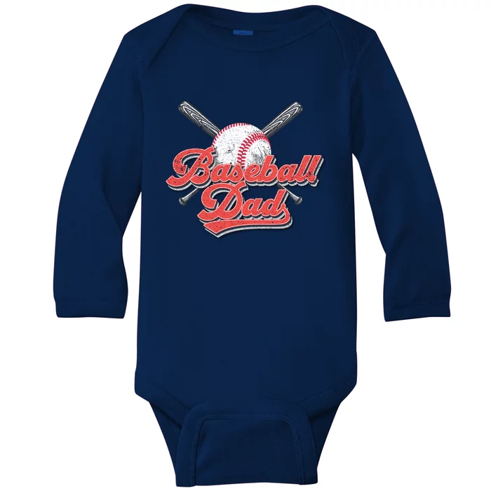 Baseball Dad Vintage Baseball For Dad Baby Long Sleeve Bodysuit