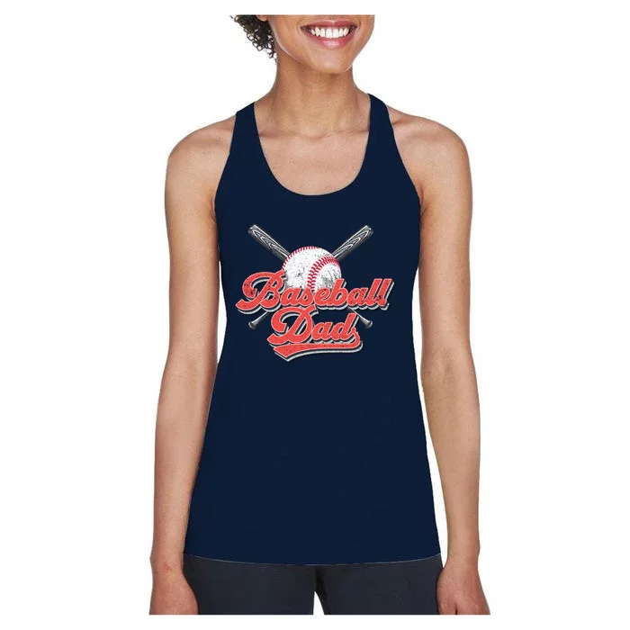 Baseball Dad Vintage Baseball For Dad Women's Racerback Tank