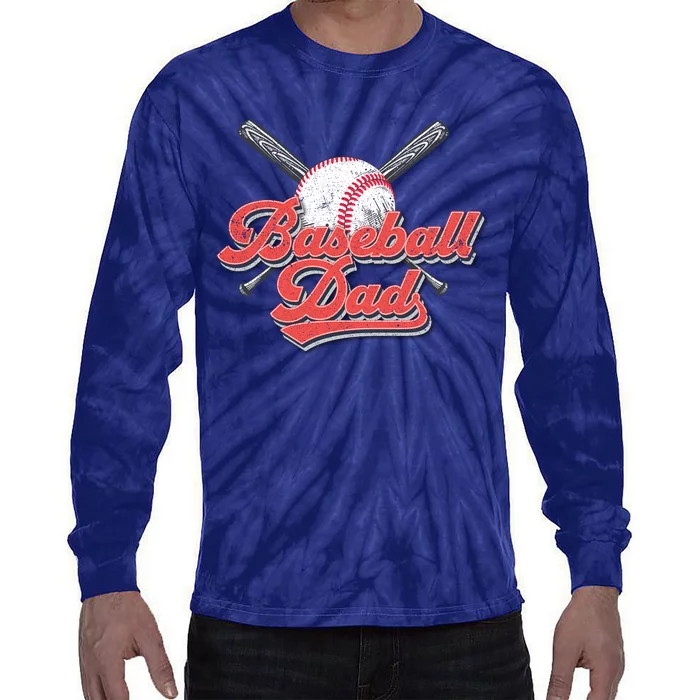 Baseball Dad Vintage Baseball For Dad Tie-Dye Long Sleeve Shirt