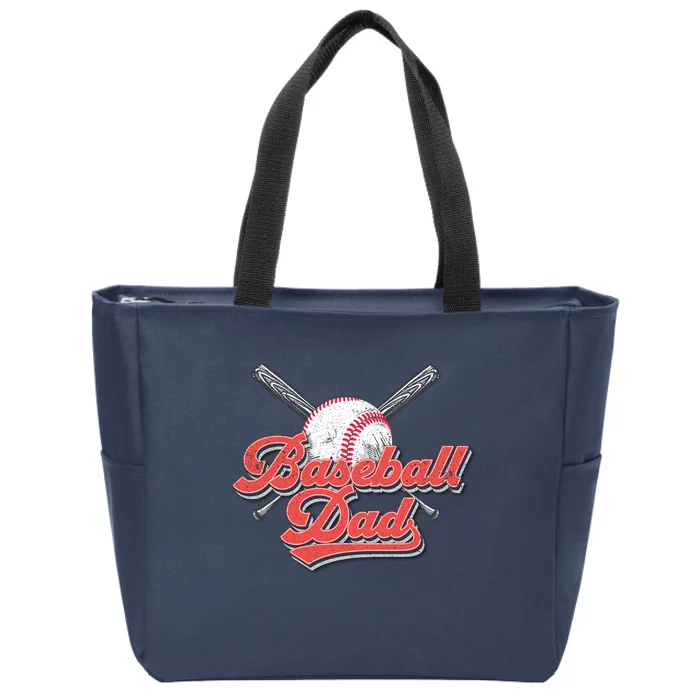 Baseball Dad Vintage Baseball For Dad Zip Tote Bag