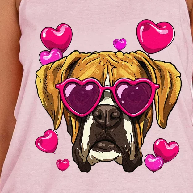 Boxer Dog Valentines Day Dog Breed Owner Keeper Enthusiasts Women's Knotted Racerback Tank