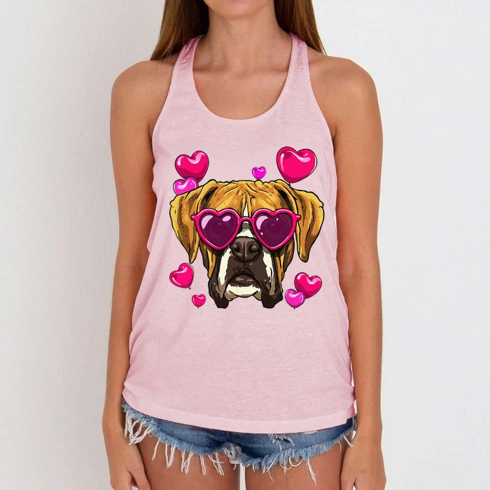 Boxer Dog Valentines Day Dog Breed Owner Keeper Enthusiasts Women's Knotted Racerback Tank