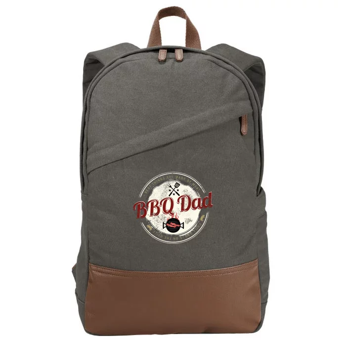 Bbq Dad Vintage Grill And Barbecue Retro Fathers Day Design Gift Cotton Canvas Backpack