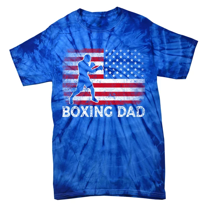 Boxing Dad Vintage American Flag Retro Fathers Day Gift Tie-Dye T-Shirt