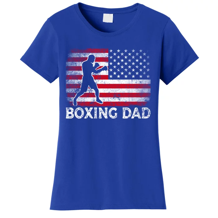 Boxing Dad Vintage American Flag Retro Fathers Day Gift Women's T-Shirt