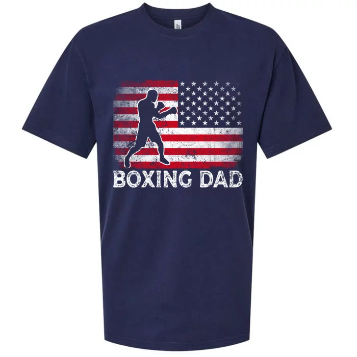 Boxing Dad Vintage American Flag Retro Fathers Day Gift Sueded Cloud Jersey T-Shirt