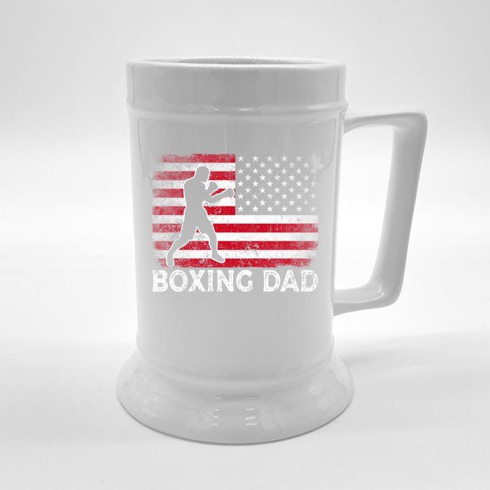 Boxing Dad Vintage American Flag Retro Fathers Day Gift Front & Back Beer Stein