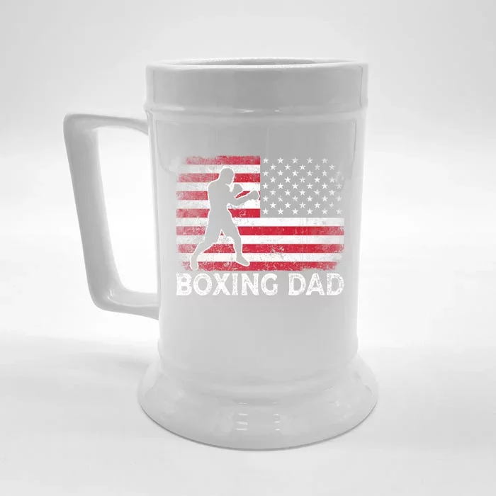 Boxing Dad Vintage American Flag Retro Fathers Day Gift Front & Back Beer Stein