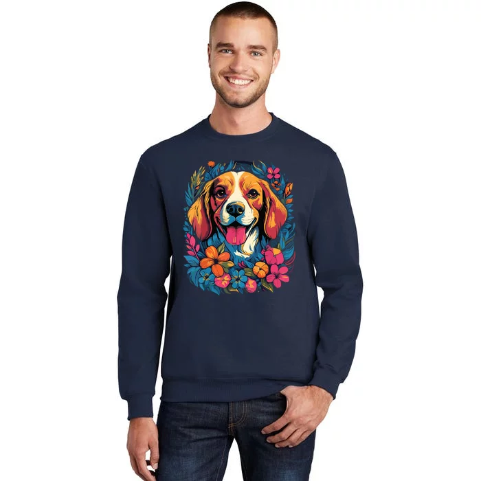 Beagle Dog With Flowers Sweatshirt