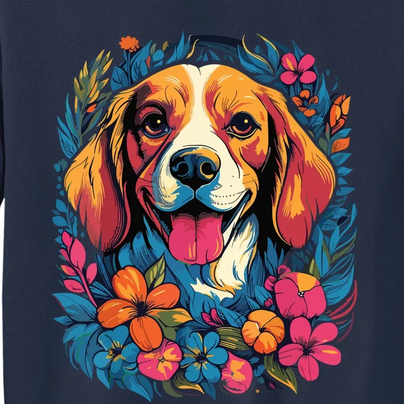 Beagle Dog With Flowers Sweatshirt