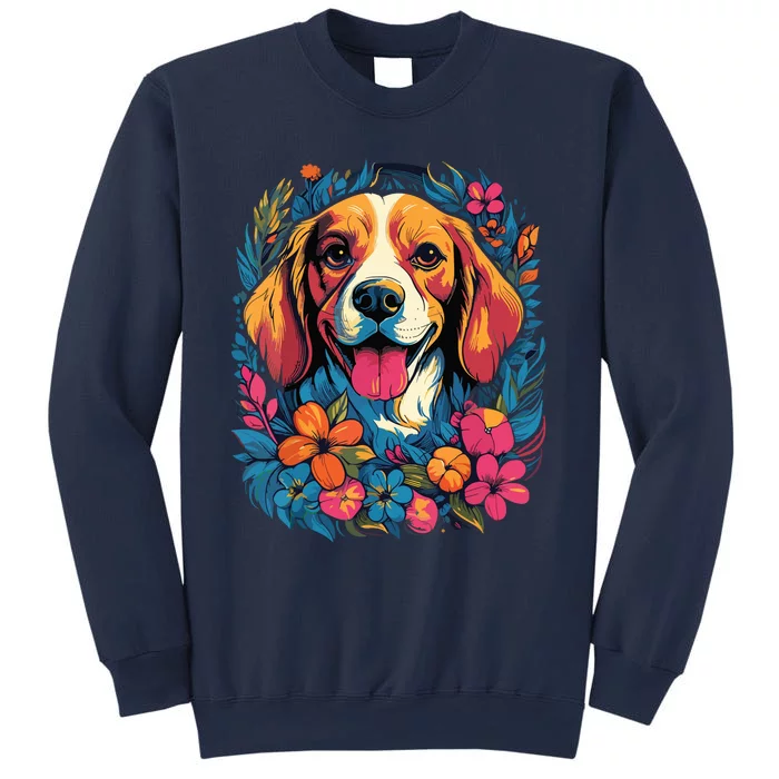 Beagle Dog With Flowers Sweatshirt