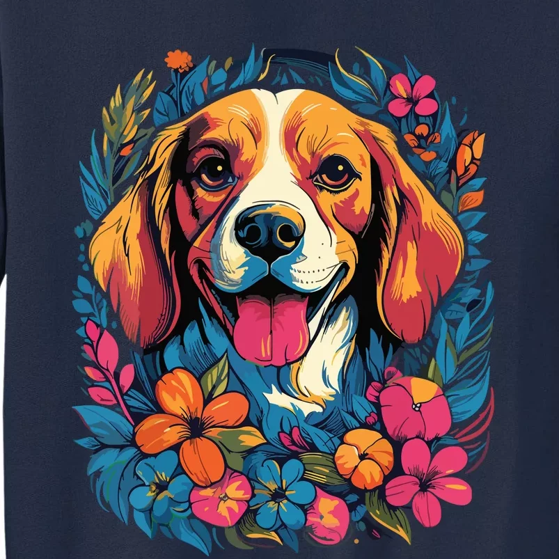 Beagle Dog With Flowers Tall Sweatshirt