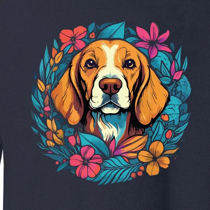 Beagle Dog With Flowers Toddler Sweatshirt