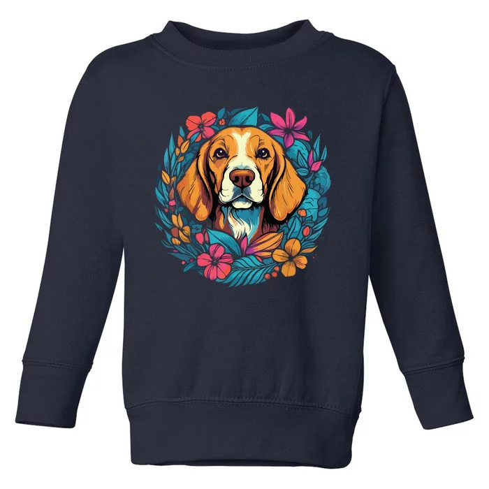 Beagle Dog With Flowers Toddler Sweatshirt