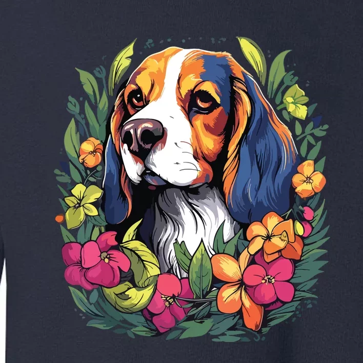 Beagle Dog With Flowers Toddler Sweatshirt