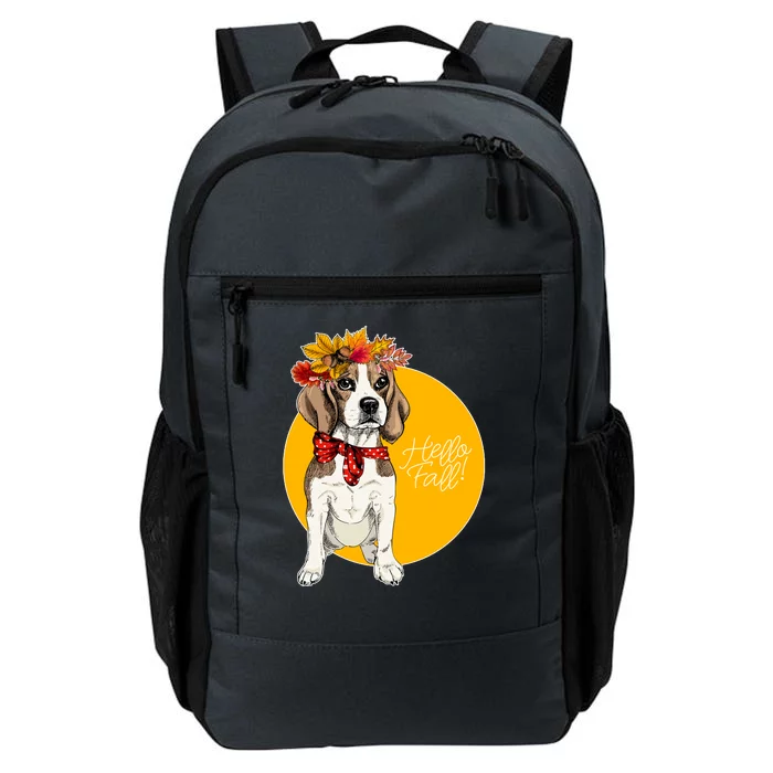 Beagle Dog Wearing Autumn leaves Crown Hello fall Daily Commute Backpack