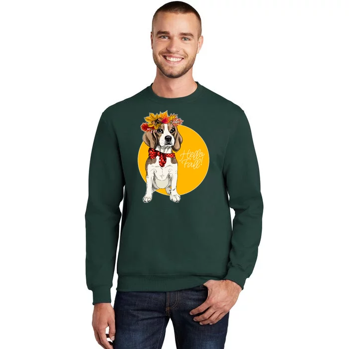 Beagle Dog Wearing Autumn leaves Crown Hello fall Sweatshirt