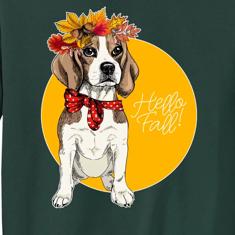 Beagle Dog Wearing Autumn leaves Crown Hello fall Sweatshirt