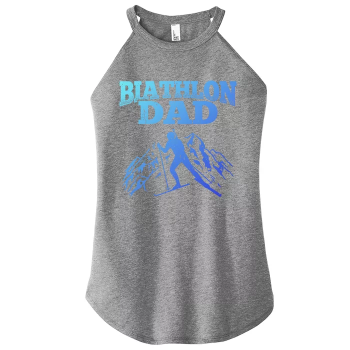 Biathlon Dad Winter Sports Snow Biathlete Cross Country Ski Gift Women’s Perfect Tri Rocker Tank