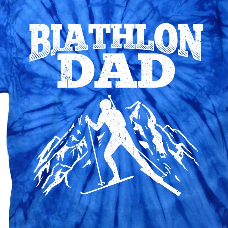 Biathlon Dad Winter Sports Snow Biathlete Cross Country Ski Gift Tie-Dye T-Shirt