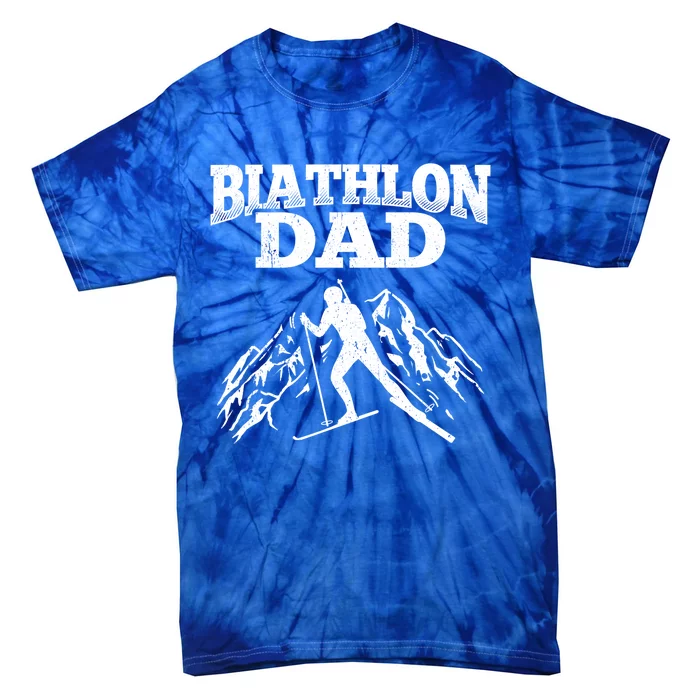 Biathlon Dad Winter Sports Snow Biathlete Cross Country Ski Gift Tie-Dye T-Shirt