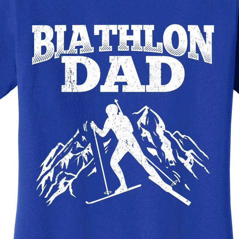 Biathlon Dad Winter Sports Snow Biathlete Cross Country Ski Gift Women's T-Shirt