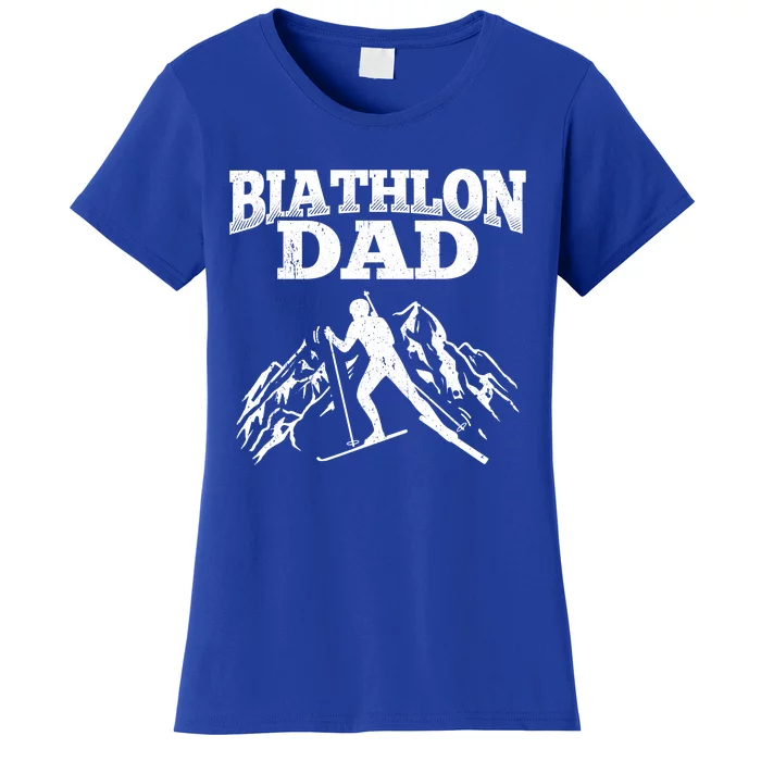 Biathlon Dad Winter Sports Snow Biathlete Cross Country Ski Gift Women's T-Shirt