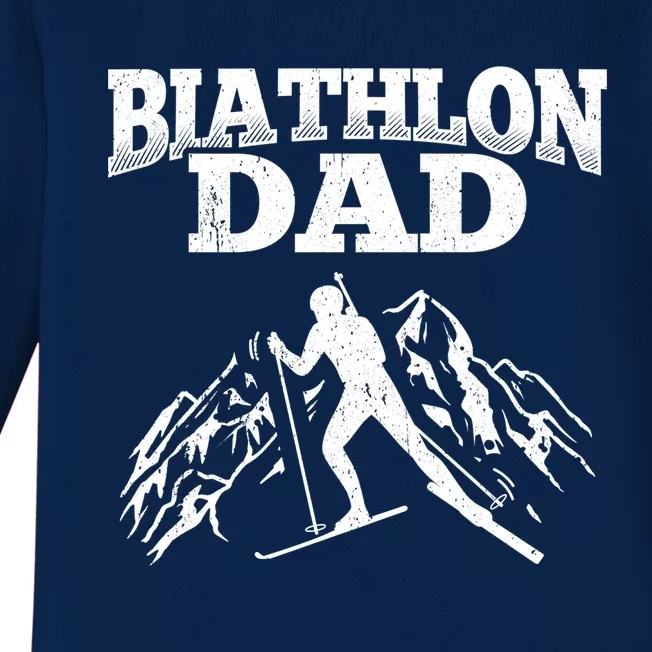 Biathlon Dad Winter Sports Snow Biathlete Cross Country Ski Gift Baby Long Sleeve Bodysuit