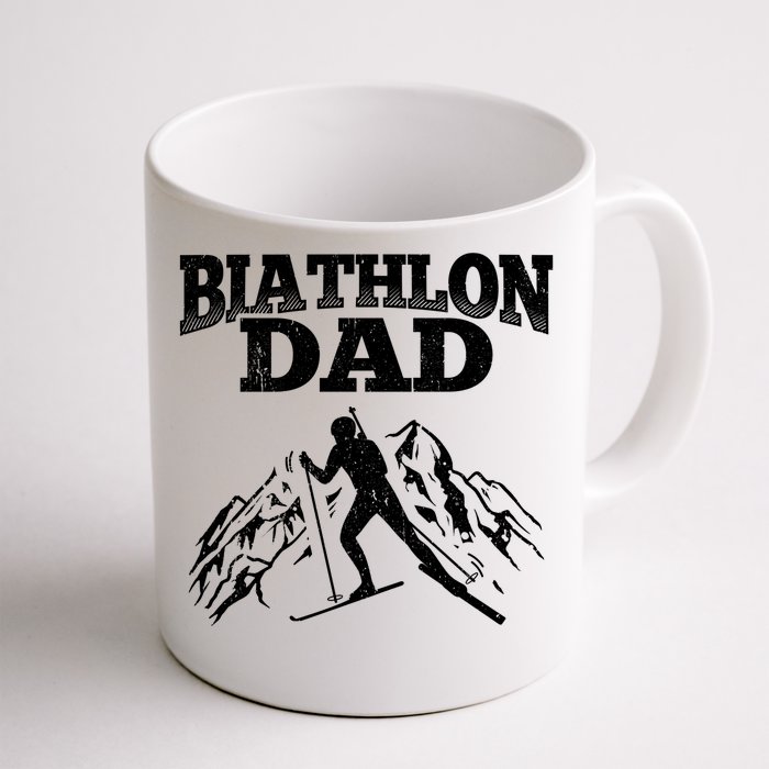 Biathlon Dad Winter Sports Snow Biathlete Cross Country Ski Gift Front & Back Coffee Mug