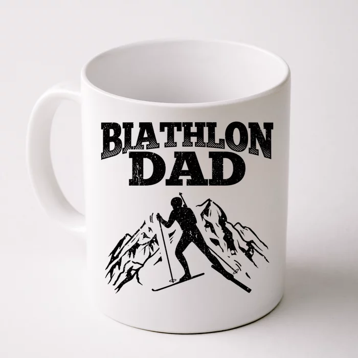 Biathlon Dad Winter Sports Snow Biathlete Cross Country Ski Gift Front & Back Coffee Mug