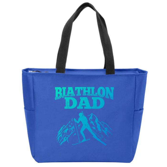 Biathlon Dad Winter Sports Snow Biathlete Cross Country Ski Gift Zip Tote Bag