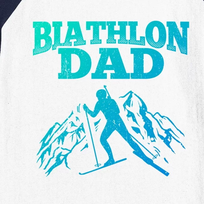 Biathlon Dad Winter Sports Snow Biathlete Cross Country Ski Gift Baseball Sleeve Shirt