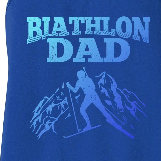 Biathlon Dad Winter Sports Snow Biathlete Cross Country Ski Gift Women's Racerback Tank