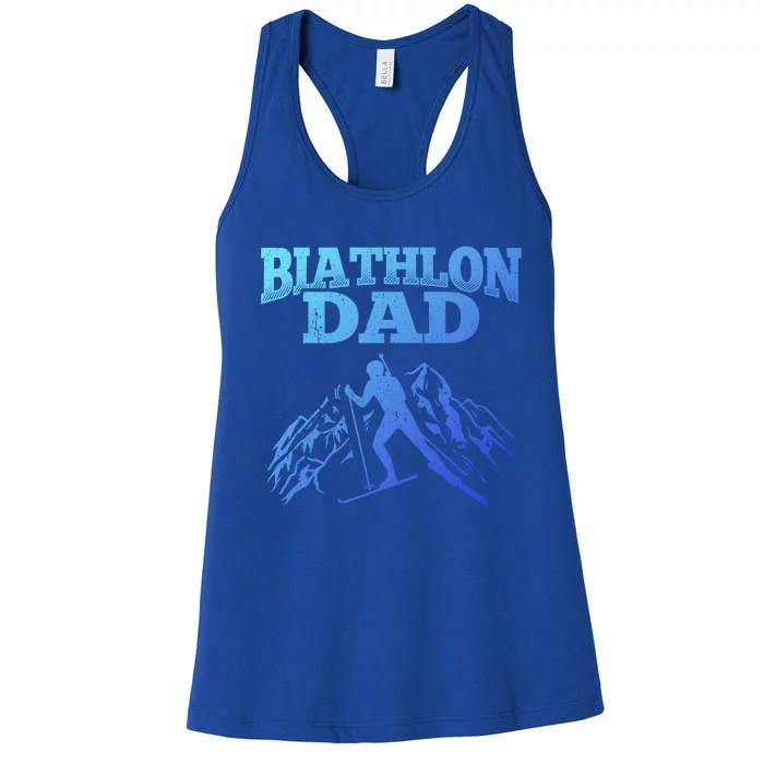 Biathlon Dad Winter Sports Snow Biathlete Cross Country Ski Gift Women's Racerback Tank