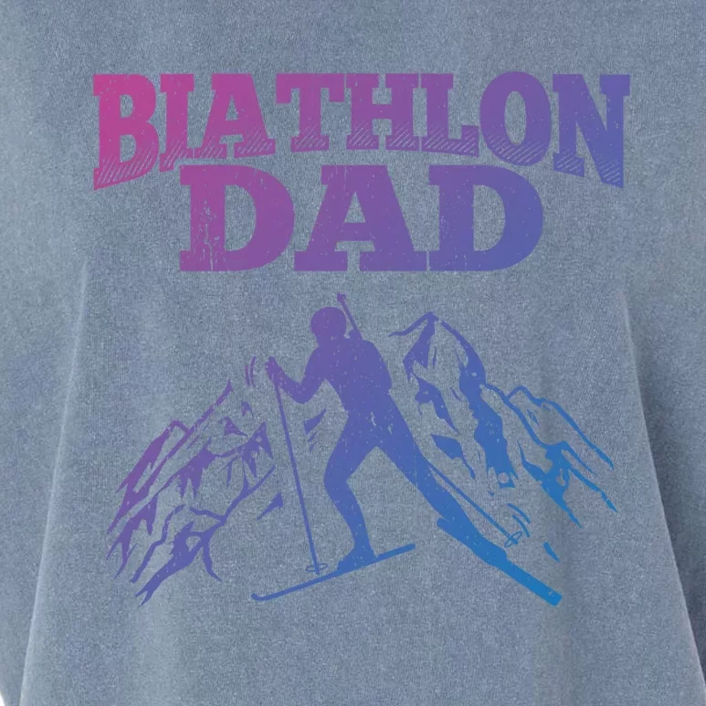 Biathlon Dad Winter Sports Snow Biathlete Cross Country Ski Gift Garment-Dyed Women's Muscle Tee