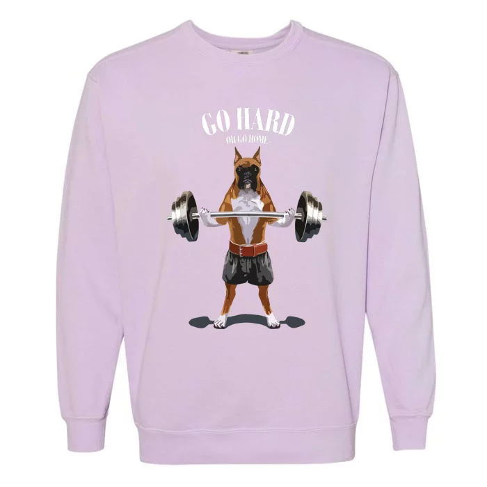 Boxer Dog Weightlifting In Fitness Gym Garment-Dyed Sweatshirt