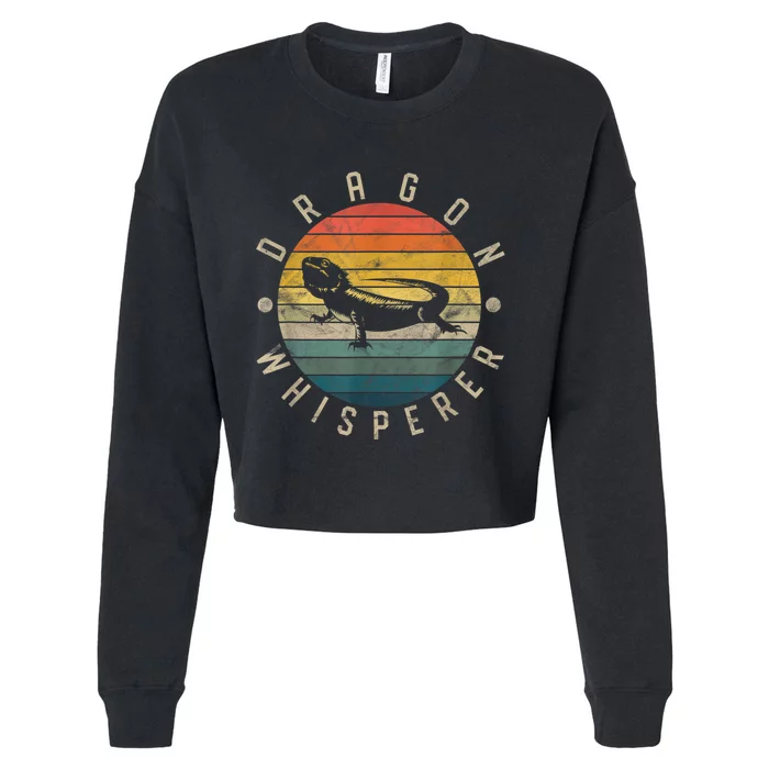 Bearded Dragon Whisperer Vintage Sunset Lizard Reptile Cropped Pullover Crew