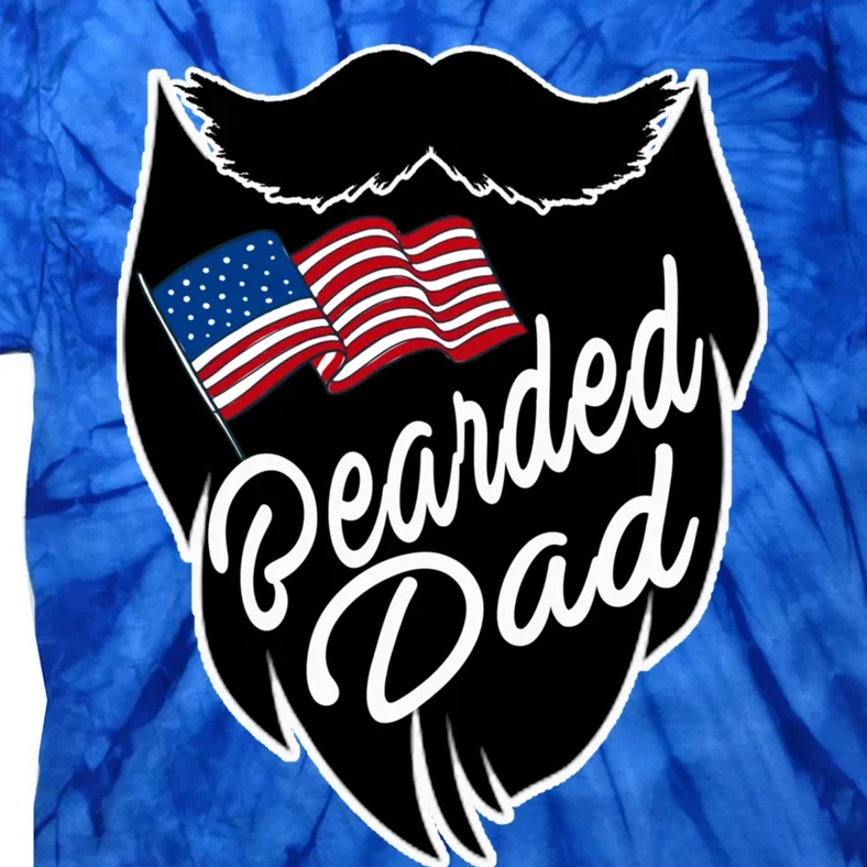 Bearded Dad With American Flag Funny Fathers Day Gift Tie-Dye T-Shirt