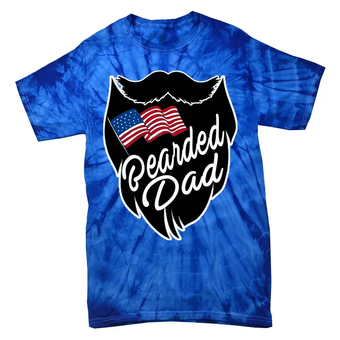 Bearded Dad With American Flag Funny Fathers Day Gift Tie-Dye T-Shirt