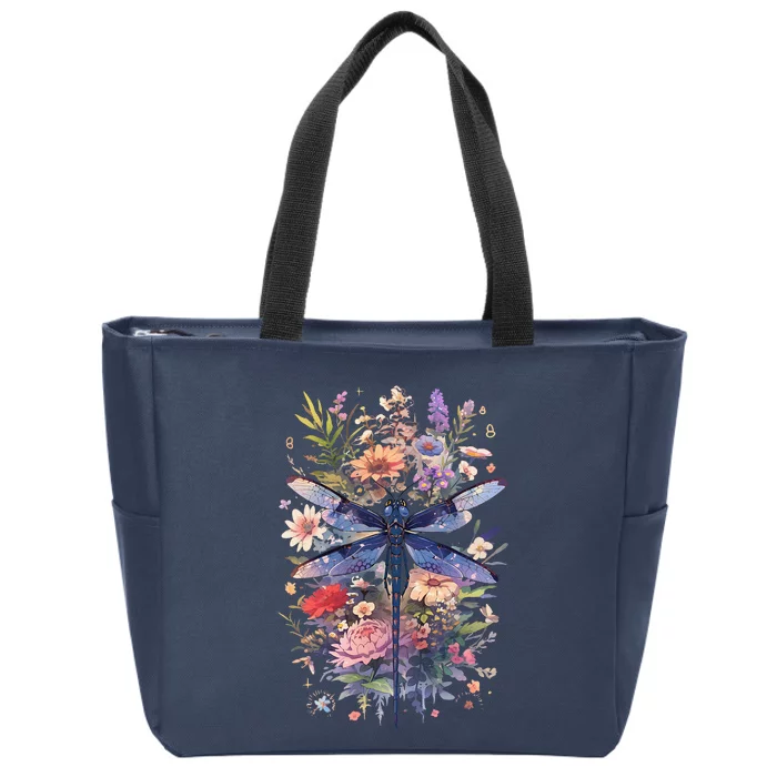 Beautiful Dragonfly Watercolor Art Insect Lover Earth Day Zip Tote Bag