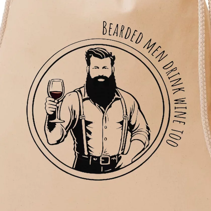 Bearded Drink Wine Too Drawstring Bag