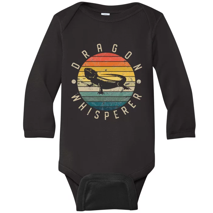 Bearded Dragon Whisperer Vintage Lizard Reptile Baby Long Sleeve Bodysuit