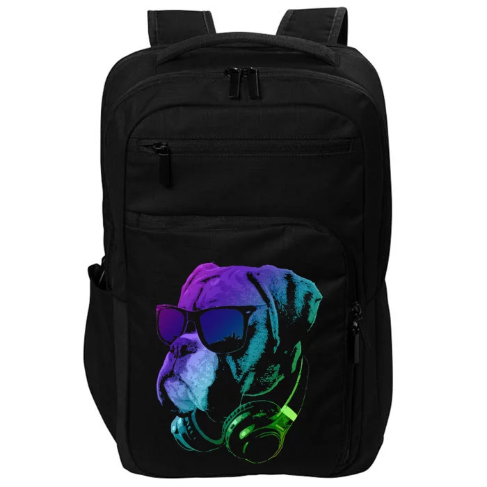 Boxer Dog With Sunglasses And Headphones Impact Tech Backpack