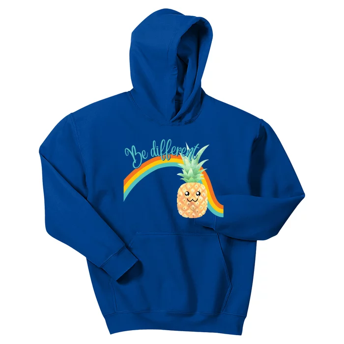 Be Different With Pineapple And Rainbow For Pride Month Great Gift Kids Hoodie